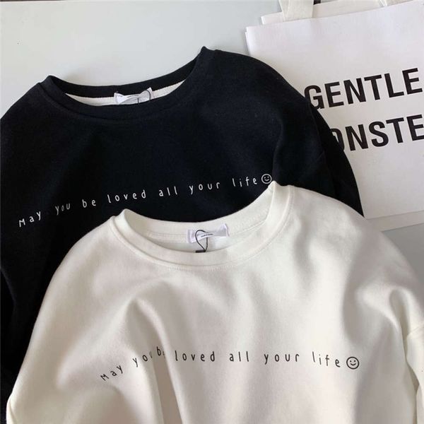 

women's t-shirt ins super fire long sleeve spring and autumn 2021 korean fashion simple letter loose foreign style base coat 4iyi, White
