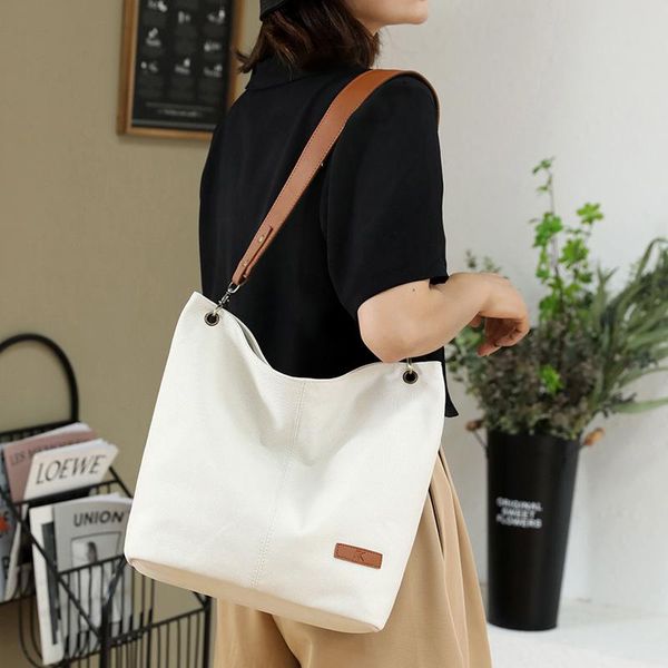 

evening bags large women's canvas bag female fashion shoulder handle shopper big school crossbody bookbag trend 2021 bolsa feminina