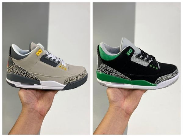 

2021 new 3 retro cool grey basketball shoes pine green ct8532-030 black cement men women sneakers trainers size36-47