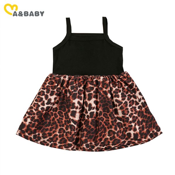 0-24m verão criança nascida bebê menina bebê vestido de leopardo mangas vestidos pretos para meninas trajes roupas 210515