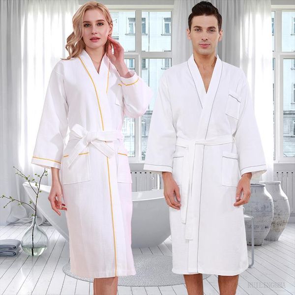 

5 star l kimono women sleepwear bathrobe men plus size bath robe 100% cotton waffle robes for long dressing gown, Black;red
