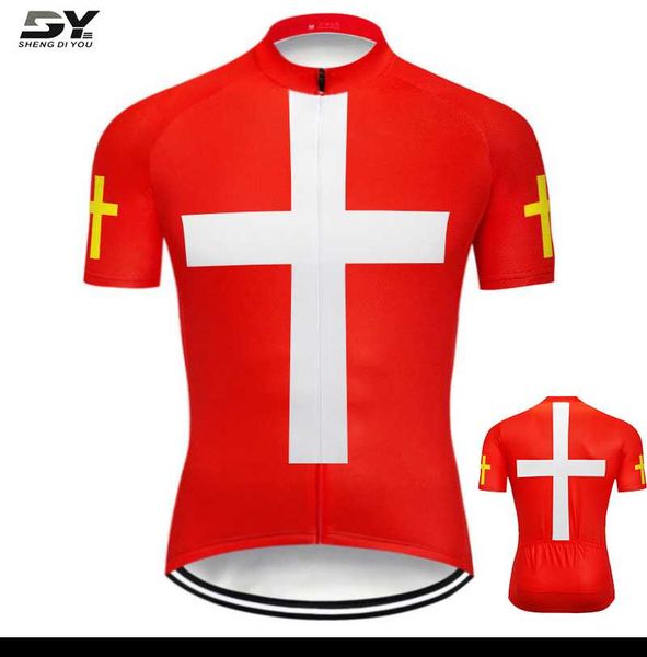 

switzerland classical bicycle team short sleeve cycling jersey bike wear clothing maillot outdoor clothes racing jackets, Black;red
