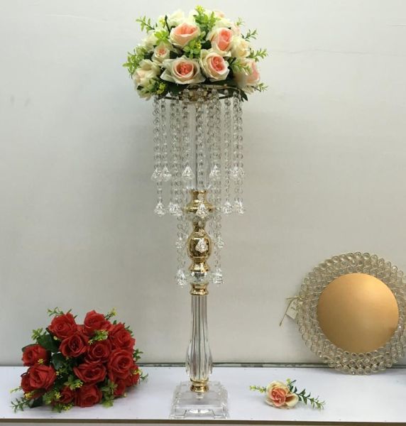 

vases gold luxury acrylic flower rack wedding centerpiece event table flowers vase 70 cm/ 27.6" tall party road leadhome decor