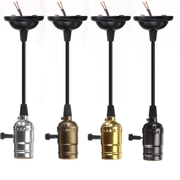 

lamp holders & bases e26 e27 vintage retro edison base holder pendant bulb light screw socket 4 colors with switch 110v 220v