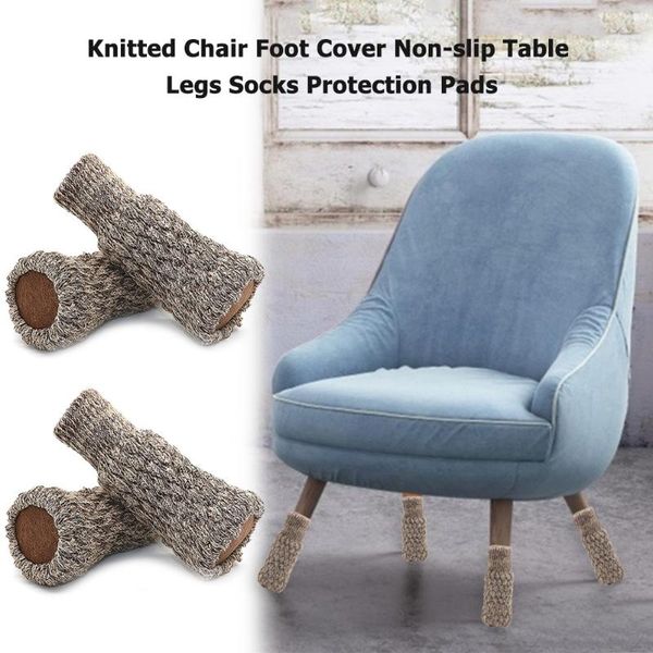 

4pcs knitted chair foot cover non-slip furniture protection pad table legs socks anti-slip feet sleeve covers