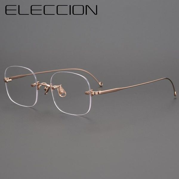 

fashion sunglasses frames eleccion brand prue titanium optical frame women rimless glasses female frameless eyeglasses clear lens, Black