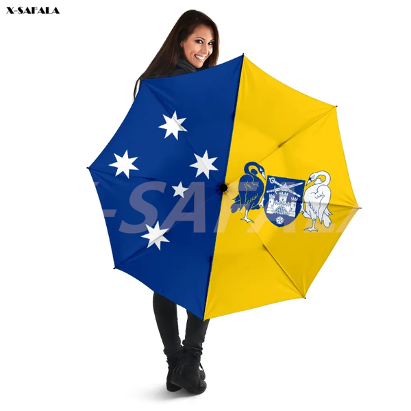

umbrellas australia capital territory flag koala 3d printed umbrella automatic turn on/off three-folding rain sunshade windproof 12 ribs