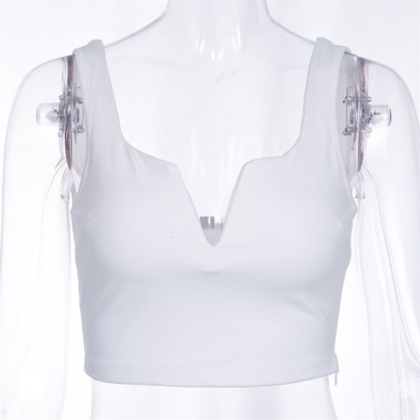 

women v-neck solid crop summer cropped bra slim tank strap vest host sale, White