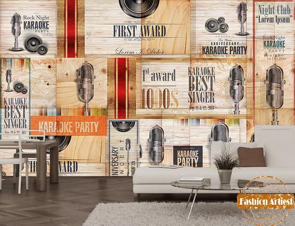 

wallpapers custom microphone wallpaper mural karaoke party rock night bar ktv tv sofa bedroom living room cafe restaurant club