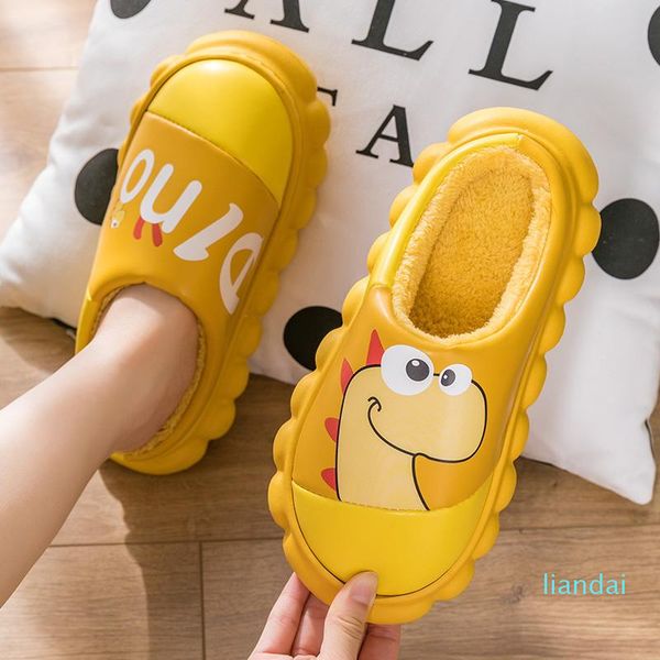 

slippers women's stuffed home from cartoon dinosaur couple of shoes dwaterproof proof water soft comfort, Black