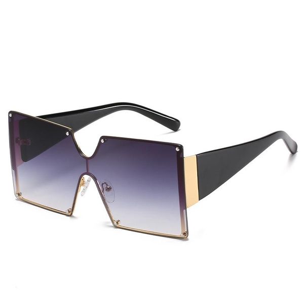 

oversized square gradient sunglasses women men big frame rectangle metal sun glasses fashion one piece shades brand design, White;black