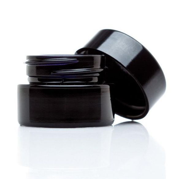 Bottiglie di vasetti di vetro concentrato all'ingrosso Contenitore nero pieno da 5 ml con coperchio rotante Protezione UV vuota