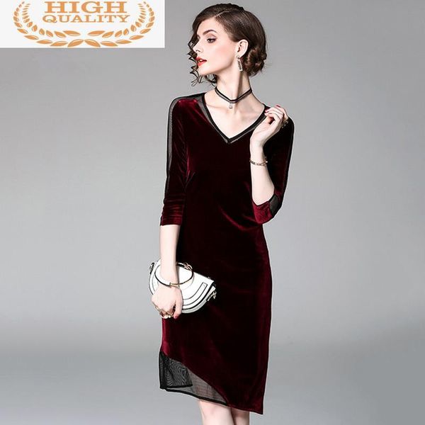

velvet vintage dress elegant women clothes 2021 spring autumn party black midi dresses vestidos my2453 casual, Black;gray