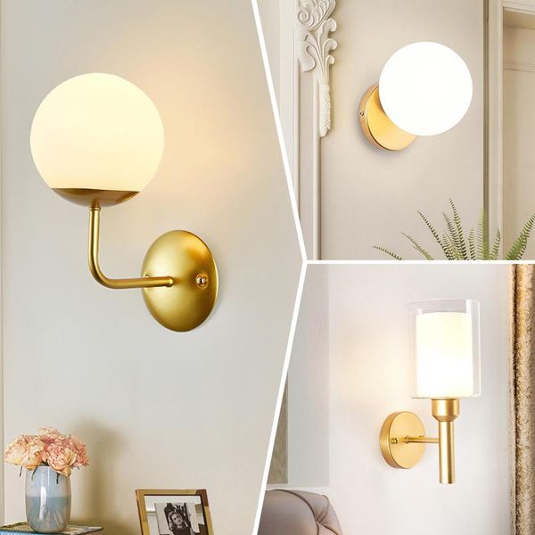 

wall lamp modern glass creative personality bedroom bedside aisle corridor nordic living room background golden