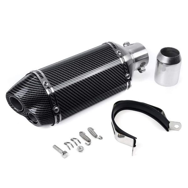 

motorcycle exhaust system 38-51mm carbon fiber dual outlet muffler tip stainless steel tail tube pipe universal