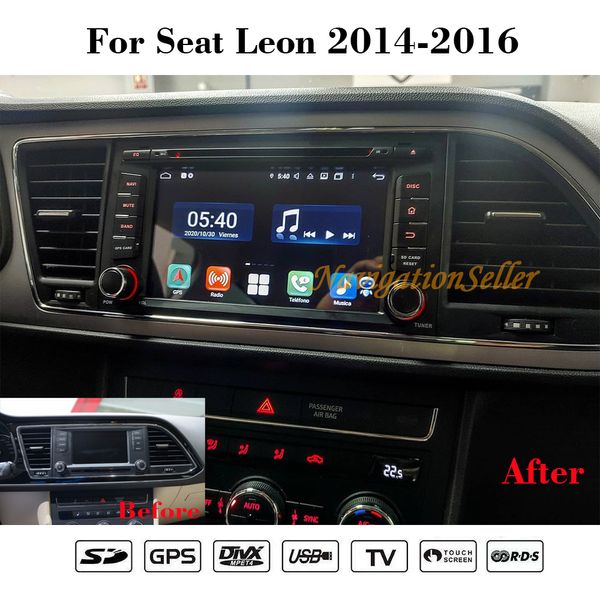 Android10.0 RAM 4G ROM 64G Auto-DVD-Player Stereo-Radio-Navigation 7-Zoll-Touchscreen für SEAT LEON 2014-2017 WIFI-Audio-GPS-Rückfahrspur-Funktion Multimedia