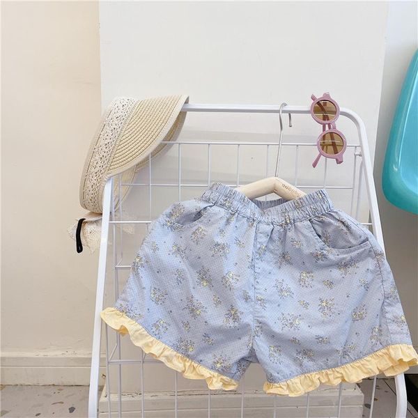 

shorts summer 2021 baby girls cotton floral princess patchwork ruffles children loose casual all-match, Black