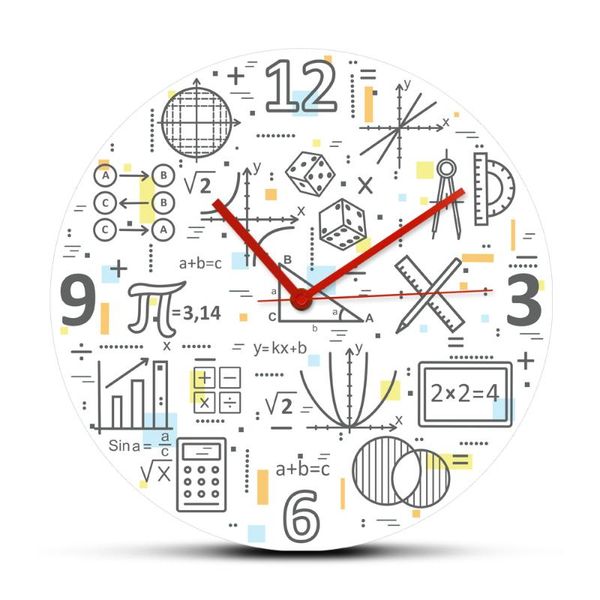 

modern thin line mathematical formula studying education colorful wall watch concept of mathematics printed acrylic clock clocks