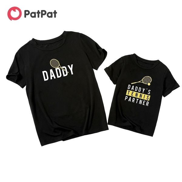 

arrival tennis print black cotton t-shirts for dad and me 210528, Blue