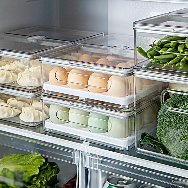 

storage bottles & jars kitchen organizer case refrigerator drawer box with dust-proof cover egg tray fridge crisper container holder