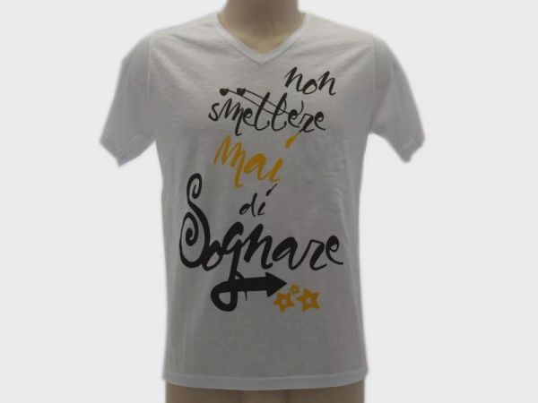 

t shirt solo parole uomo basic non smettere mai di sognare, White;black