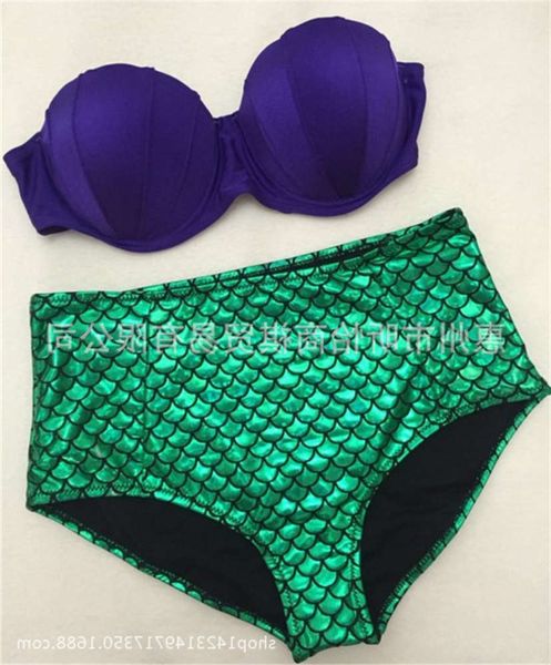 

high waist fish scale split swimsuit mermaid tail bikini swimsuit, White;black