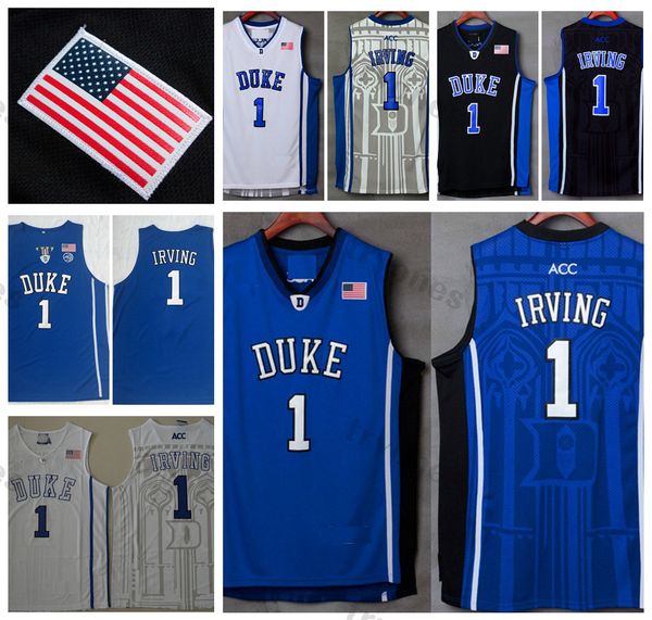 

vintage duke blue devils kyrie irving college basketball jerseys #1 black white stitched shirts mens jersey s