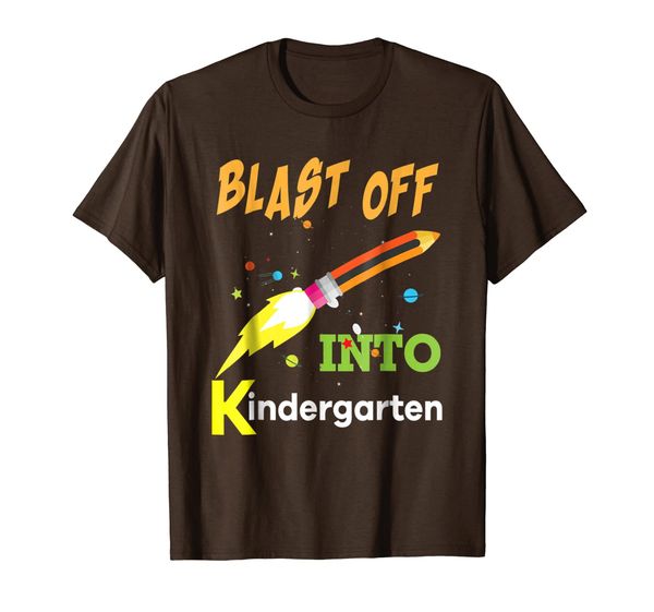 

blast off into kindergarten t-shirt back to school day, White;black