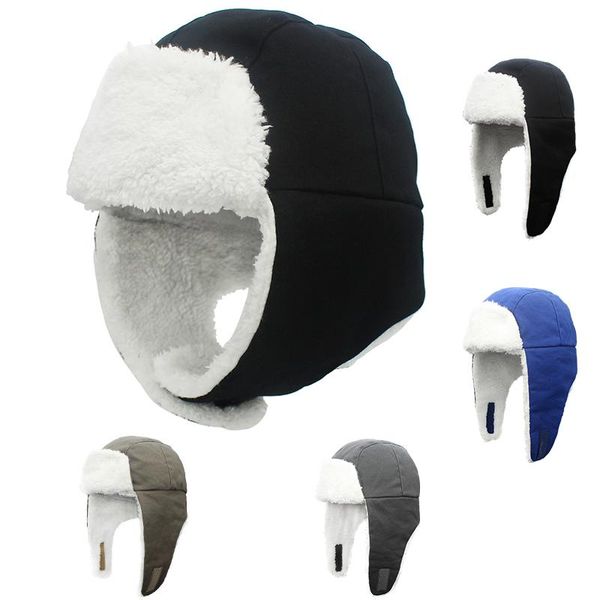 

berets outfly winter fur bomber hats cold anti-snow protection ear trapper hat couple warm for kids, Blue;gray