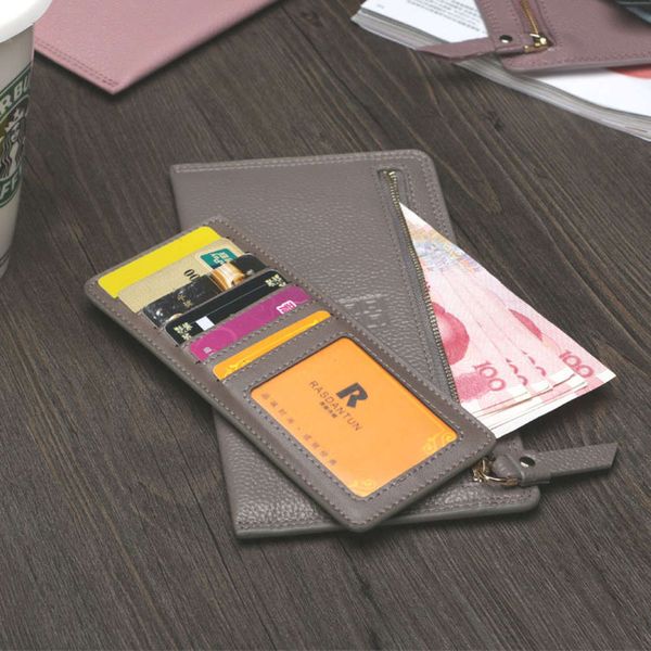 

ultra thin women's purse leather handbag wallet korean long leather zipper handbag fashion, Black