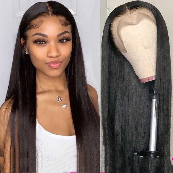 

medium length straight hair women's wig chemical fiber 35cm-65cm head set, Black