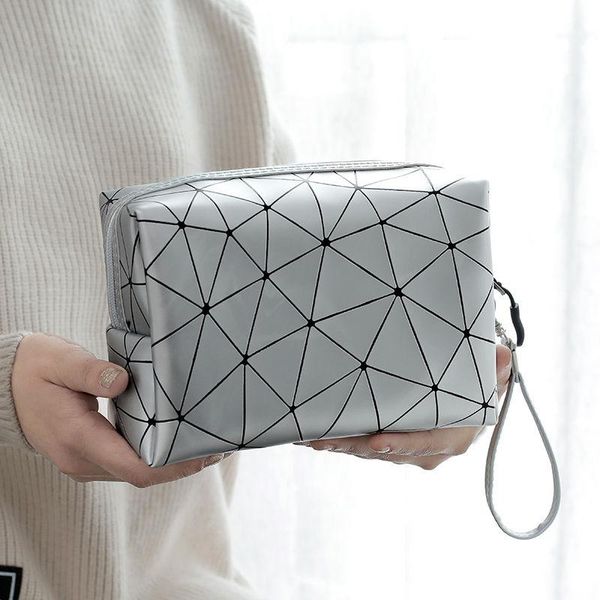 

cosmetic bags & cases rhomboid square lines bag,makeup pouch,organizer toiletry bag,travel wash bag,portable handbag