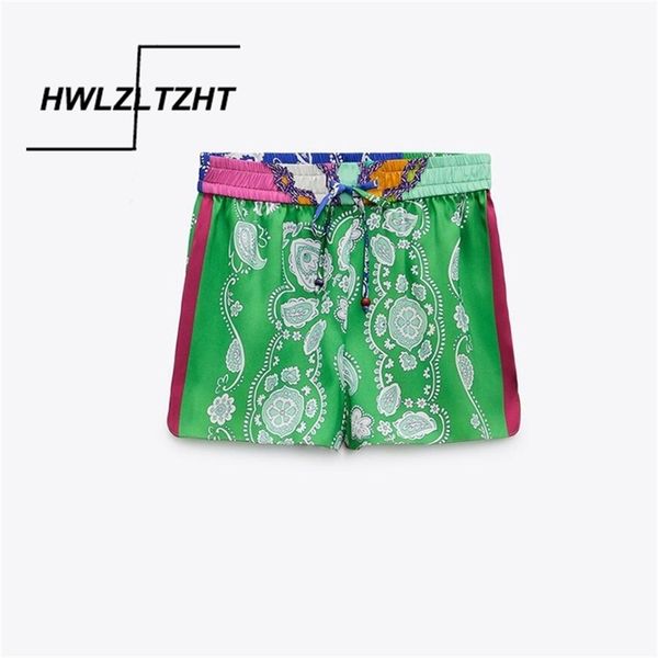 Hwlzltzht Mulheres Shorts Mulheres Verão Impressão Solta Cintura Alta Cintura Calções Casuais Plus Size Mulher Shorts Férias 210625