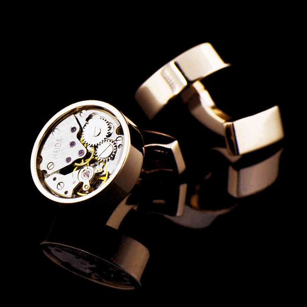 

inbev rose gold round movement watch cufflinks french sleeve nails 1053cufflinks / 991072, Silver;golden