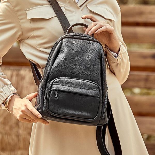 

outdoor bags 100% real genuine leather women backpacks 2021 fashion bagpack for girls travel bag ladies backpack college schoolbag