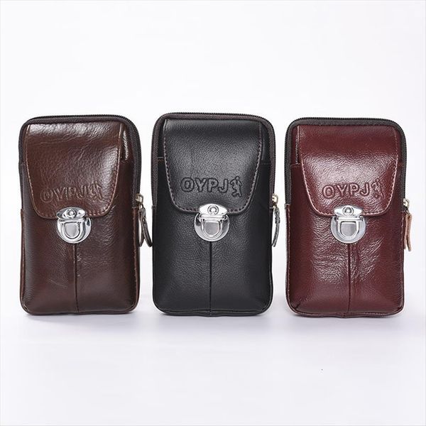 

cow leather phone coin waist bag wear resistant multi function heuptas heren porta tarjetas outdoor small purse