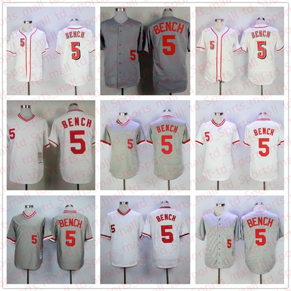 

retror 1969 1975 1976 1990 vintage baseball 5 johnny bench jersey men pullover stitched flexbase cool base team red white black grey camo, Blue;black