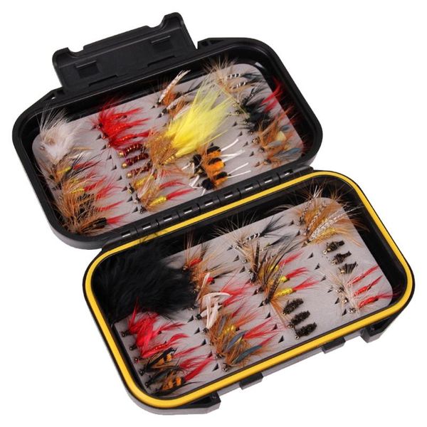 

fishing hooks flies kit lures with box assortment for bass trout salmon