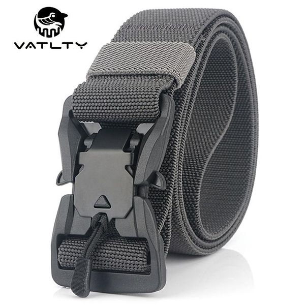 

fashion magnetic elastic tactical belt fiber non-slip outdoor work abs quick release buckle stretch waist support, Black;gray