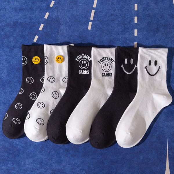 

autumn winter black white couple cartoon smiling face cotton college style