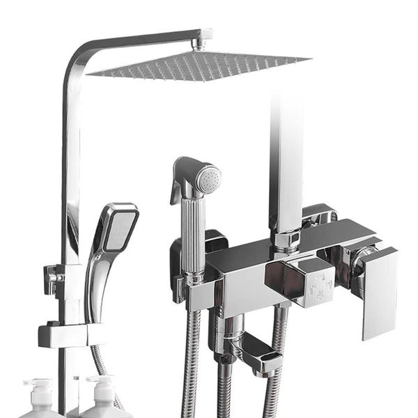 

chrome brass rain shower faucet bathroom taps bathtub with bidet rotatble spout sets
