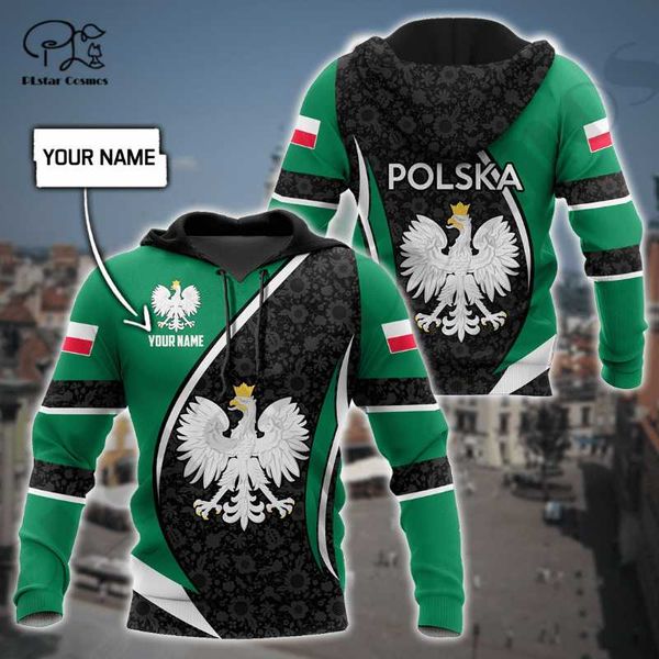 

men's hoodies & sweatshirts plstar cosmos 3dprinted est poland personalized name polska flag unique streetwear harajuku hoodies/sweat, Black