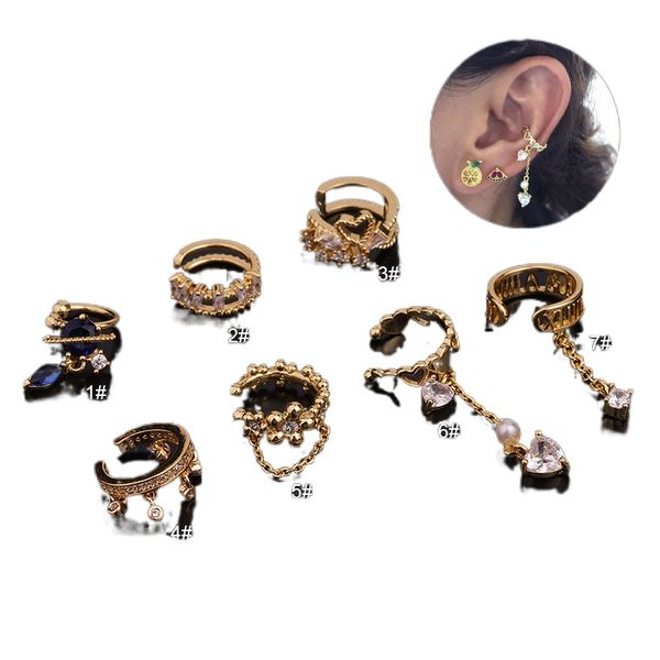 Novo 1 PC Pingentes Ajustáveis ​​CZ Orelha Cuff Sem Piercing Conch Brinco Com Corrente Pingente Hélice Cartilagem Conch Jóias Falsa