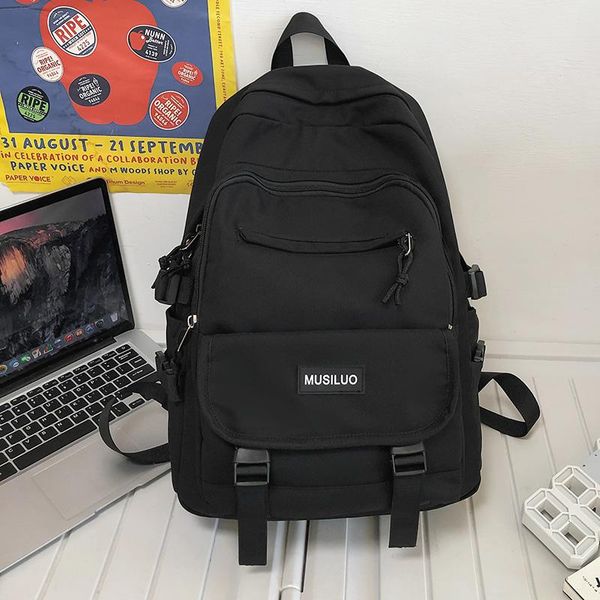 

backpack waterproof nylon men large capacity trend black work kit color high school students schoolbag women