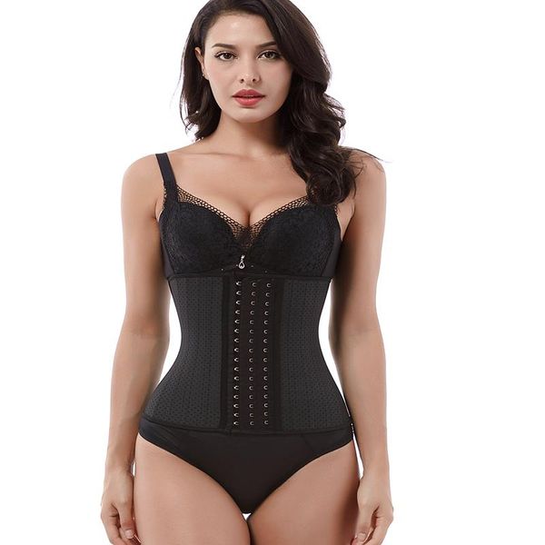 

women's shapers latex waist trainer slimming belly sheath women body gaine steel boned tummy reducing belts cinchers, Black;white