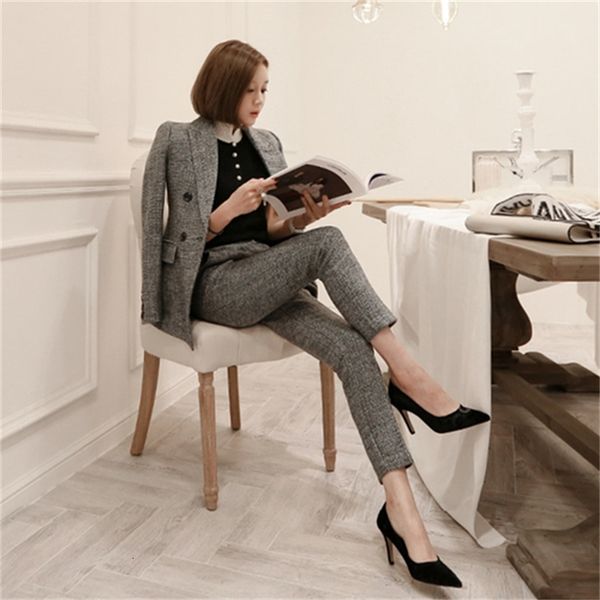 

women's two piece pants a 2-piece suit consisting of a and tight pants, ol style, able for autumn winter, White