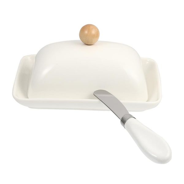 

1pc butter dish with lid ceramic box container cutter dishes & plates