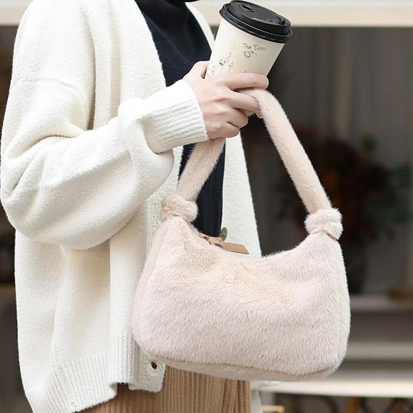 

evening bags 2021 fashion women autumn and winter furry shoulder bag underarm plush handbag