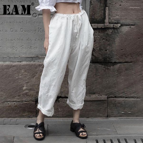 

women's pants & capris women's [] high waist white brief long leisure wide leg trousers loose fit women fashion tide spring summer, Black;white