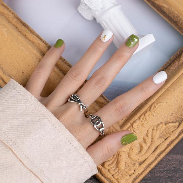 

cluster rings ins retro fashion ring jewelry chain index finger open cocktail wholesale drop yt032, Golden;silver